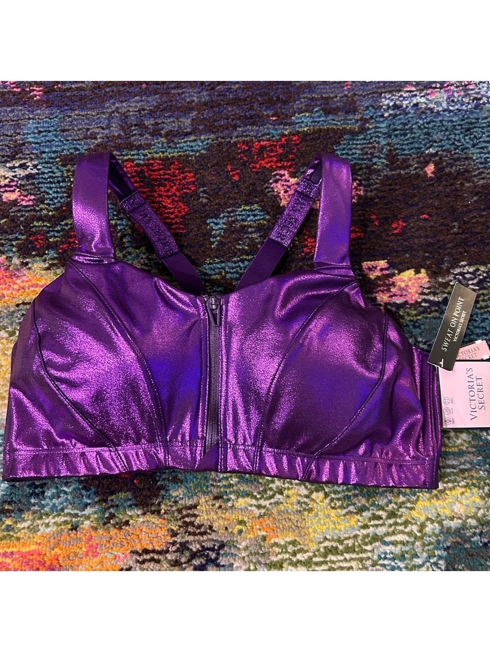 Victoria's Secret Knockout High Impact Front-Close Sports Bra Purple 36D NEW